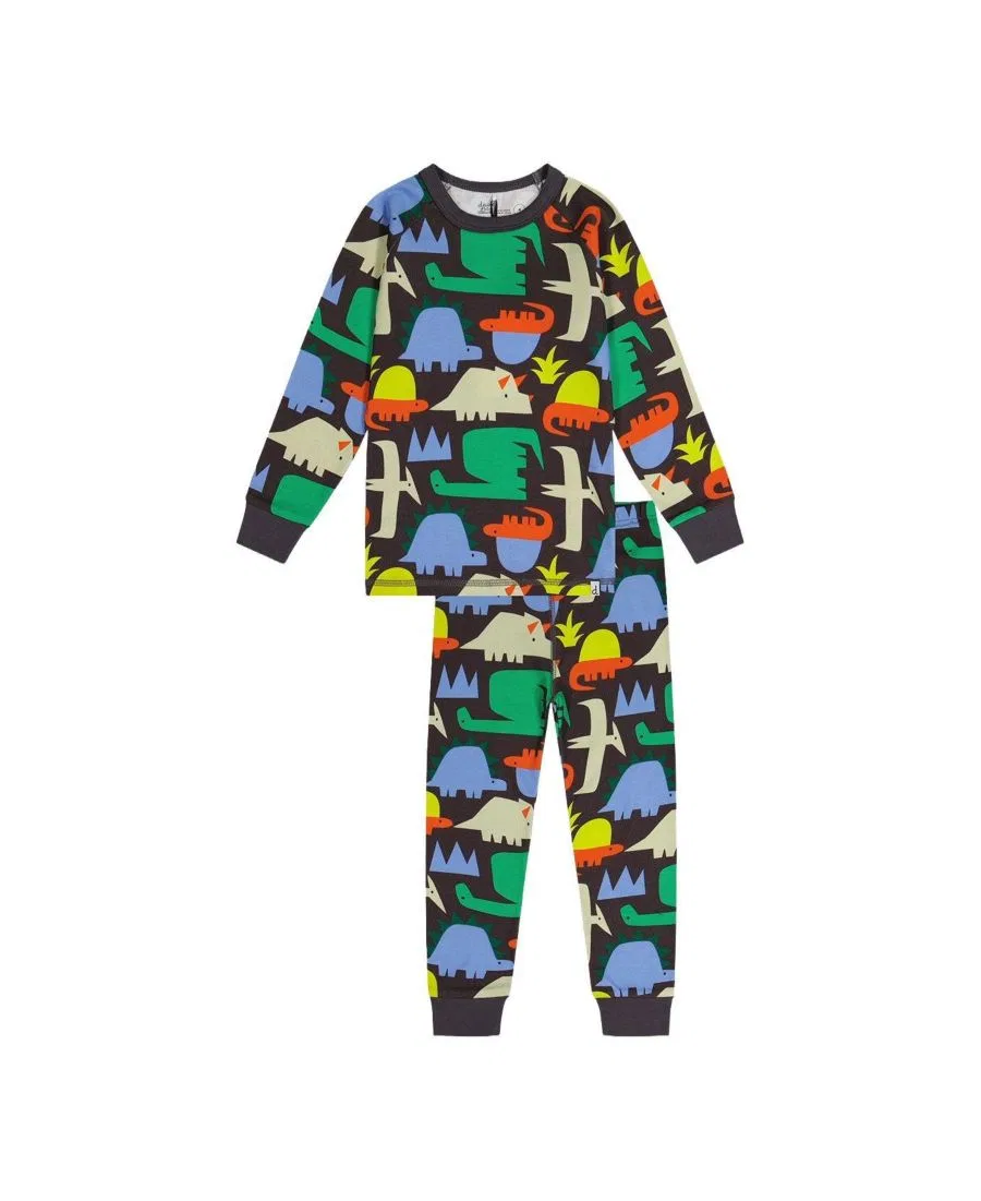 Детский комплект пижамы из хлопка с динозаврами Deux par Deux, Black Dinosaur Print