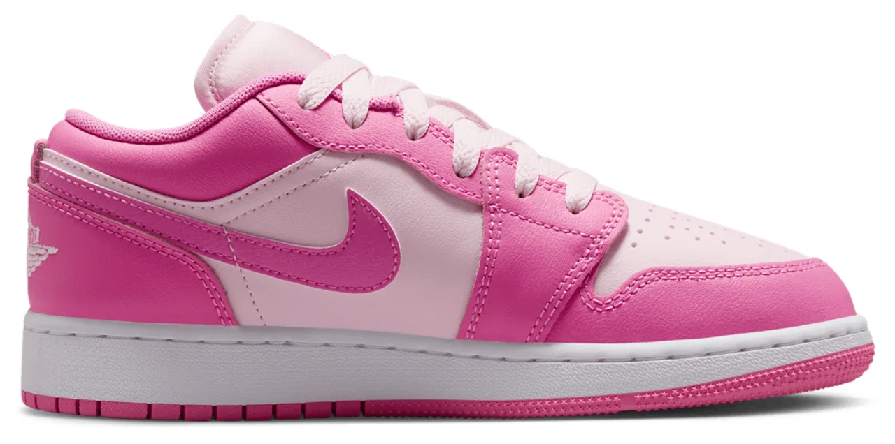Детские баскетбольные кроссовки с кожаным верхом Jordan Retro 1 Low, White/Pink