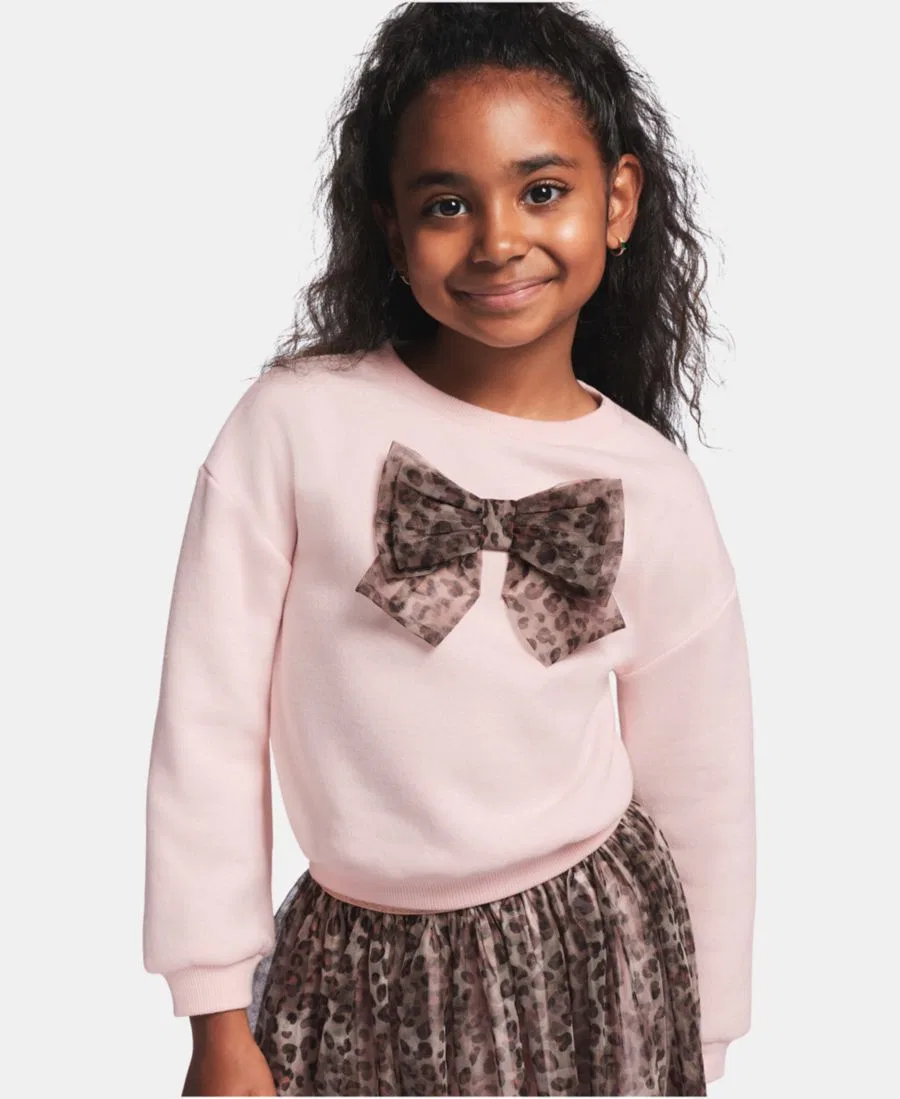 Комплект из свитшота и юбки с леопардовым принтом, модель Animal Print Kids Headquarters, Pink Print — фото 3
