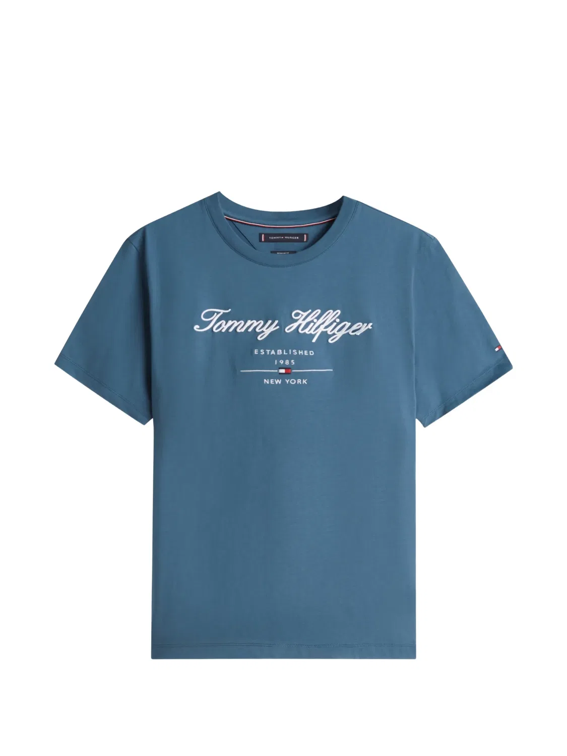 Футболка с вышитым логотипом, синяя Tommy Hilfiger, синий