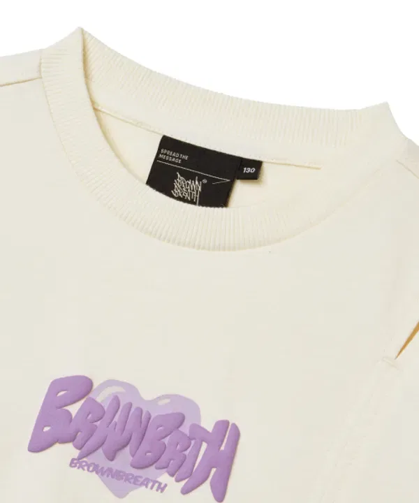 Свитшот детский с вырезом, crewneck, Brownbreath Kids, слоновая кость — фото 4