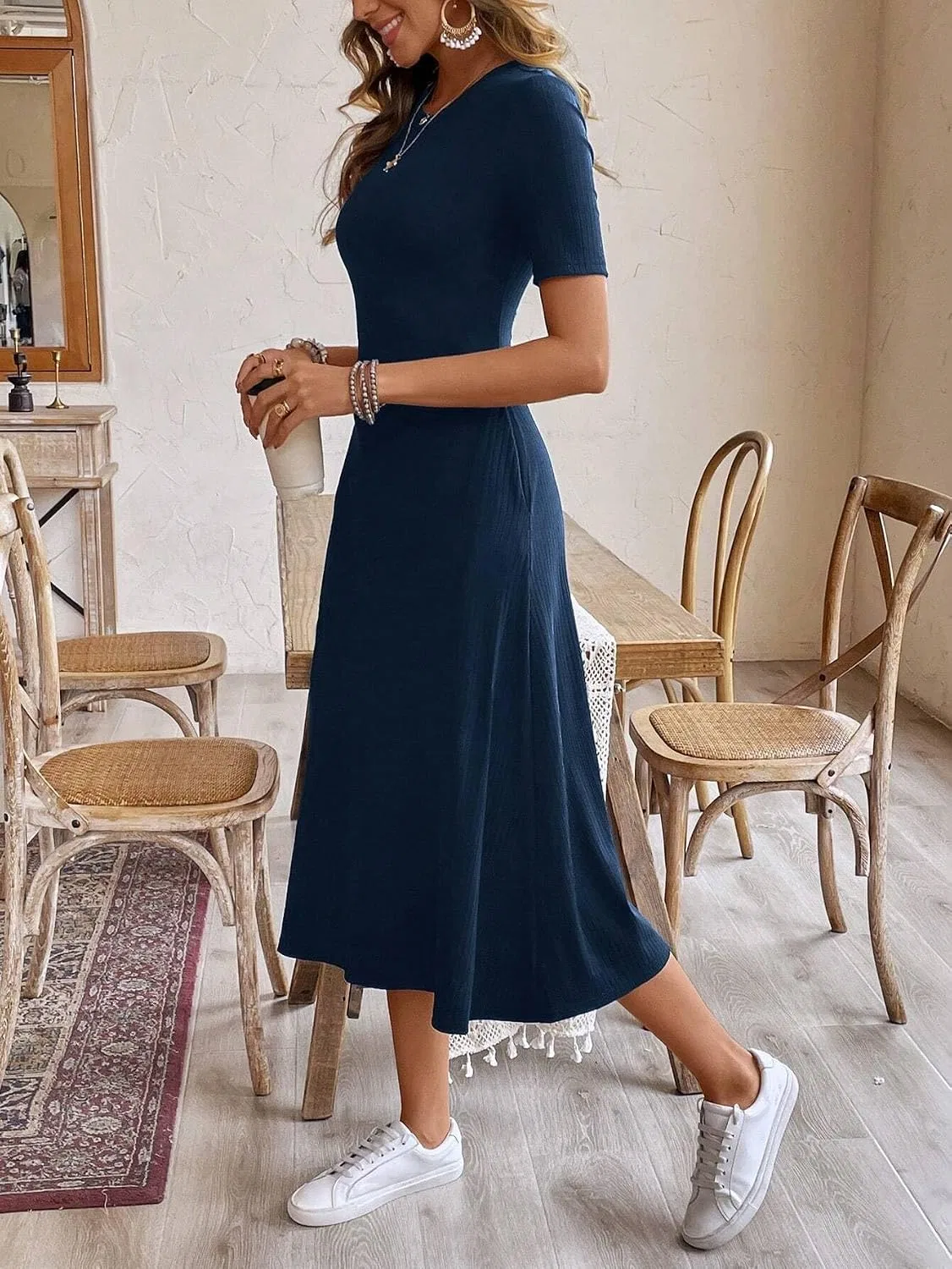 Женское повседневное платье A-силуэта, Navy Blue — фото 2