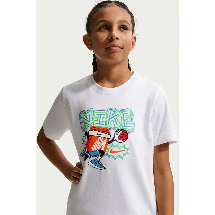 Футболка с графическим принтом Nike Sportswear Kids Tee Box Hoops Kids Tee, Белый