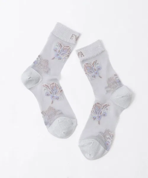 Женские носки с цветочным принтом, модель Flower Sheer EMPORIO ARMANI, Light Pink — фото 3