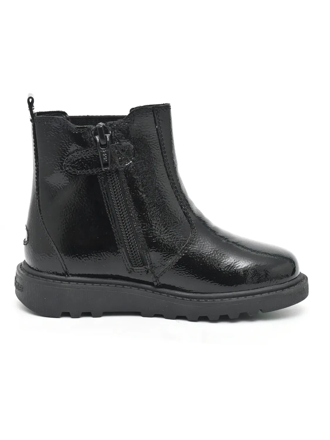 Детские ботинки на щиколотке из лаковой кожи Amara Toezone, Black — фото 3