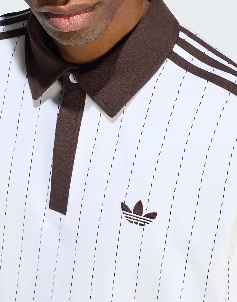 Поло с длинным рукавом Pinstripes Adidas Originals, белый — фото 3