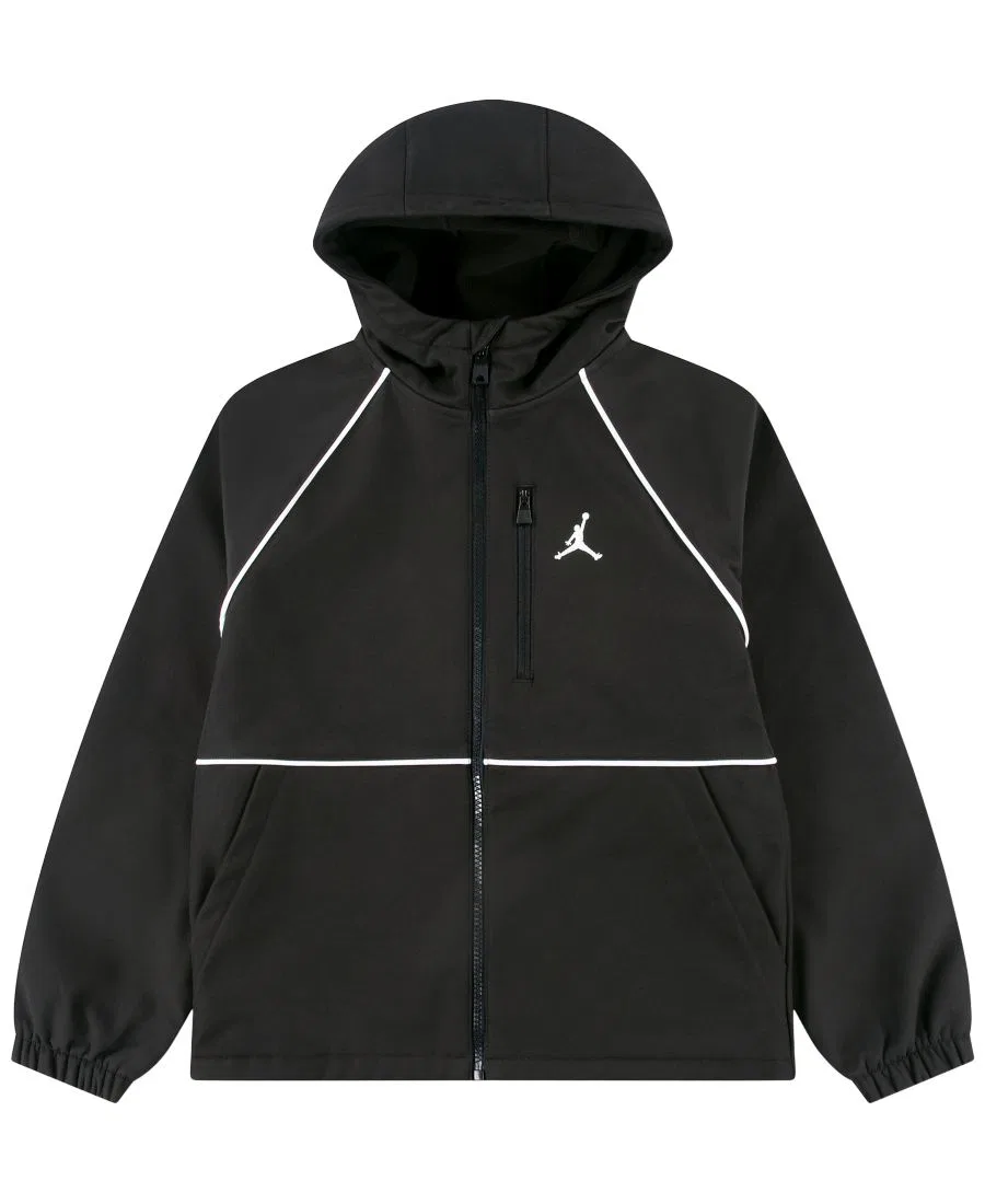 Детская куртка из софтшелла с капюшоном, на молнии, с длинным рукавом Jordan, Black