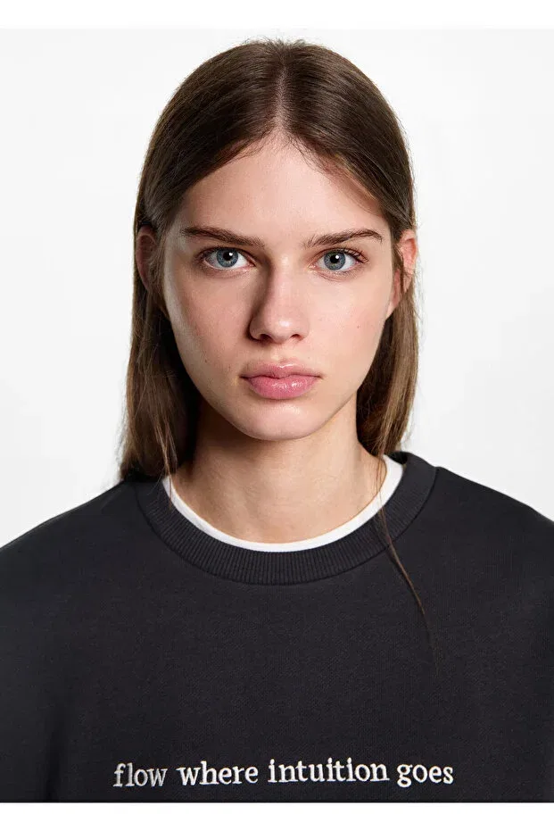 Детские свитшот для девочек хлопковый Mango, Charcoal Color — фото 4