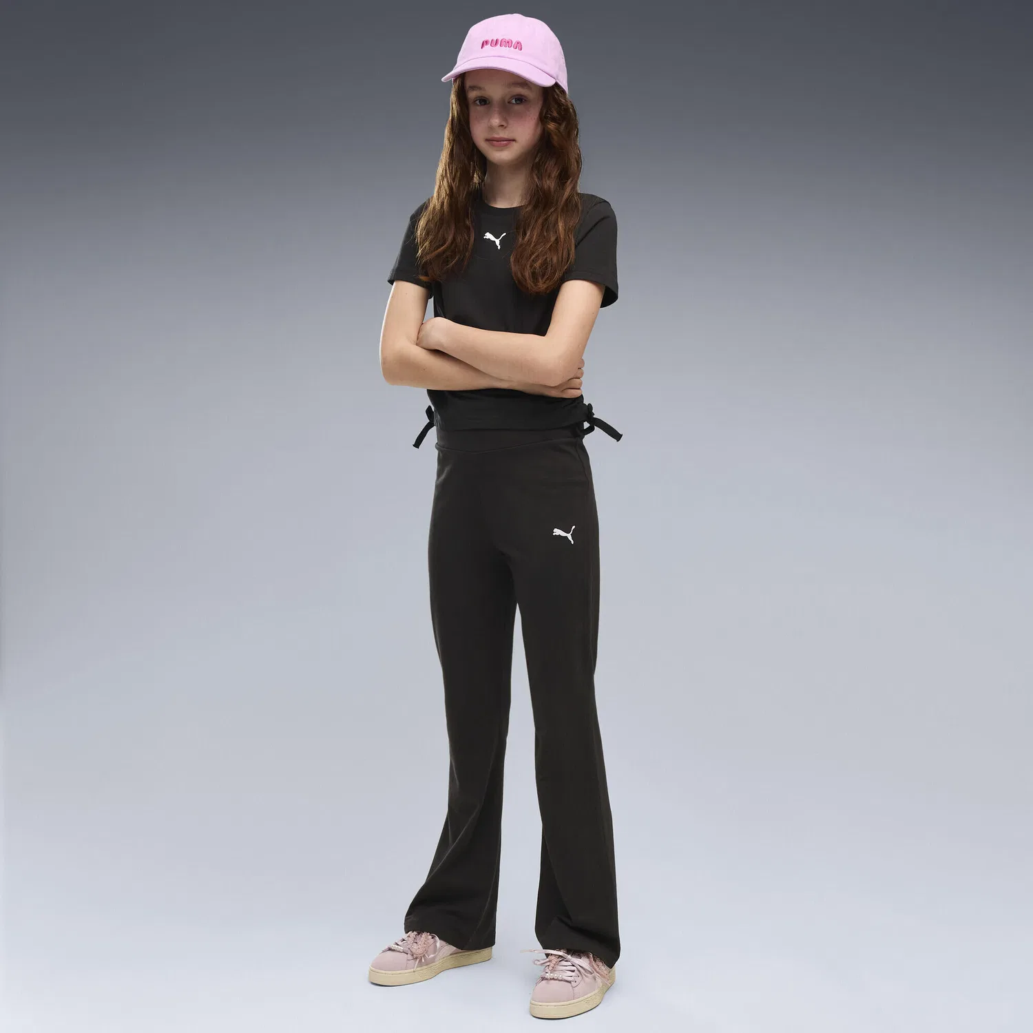 Детские леггинсы с высокой посадкой и расклешенным низом Essentials High-Waist Flared Leggings Puma, цвет Schwarz — фото 2