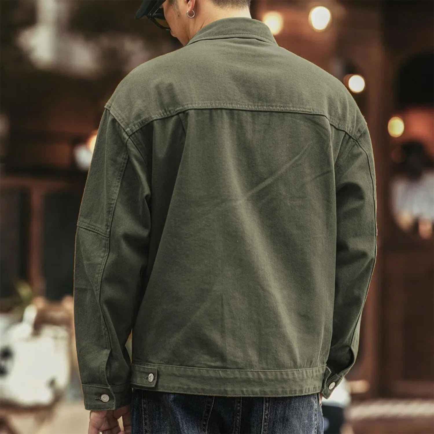 Мужская джинсовая куртка с потертостями и длинным рукавом, Z22-verde Giacca Denim Uomo — фото 2