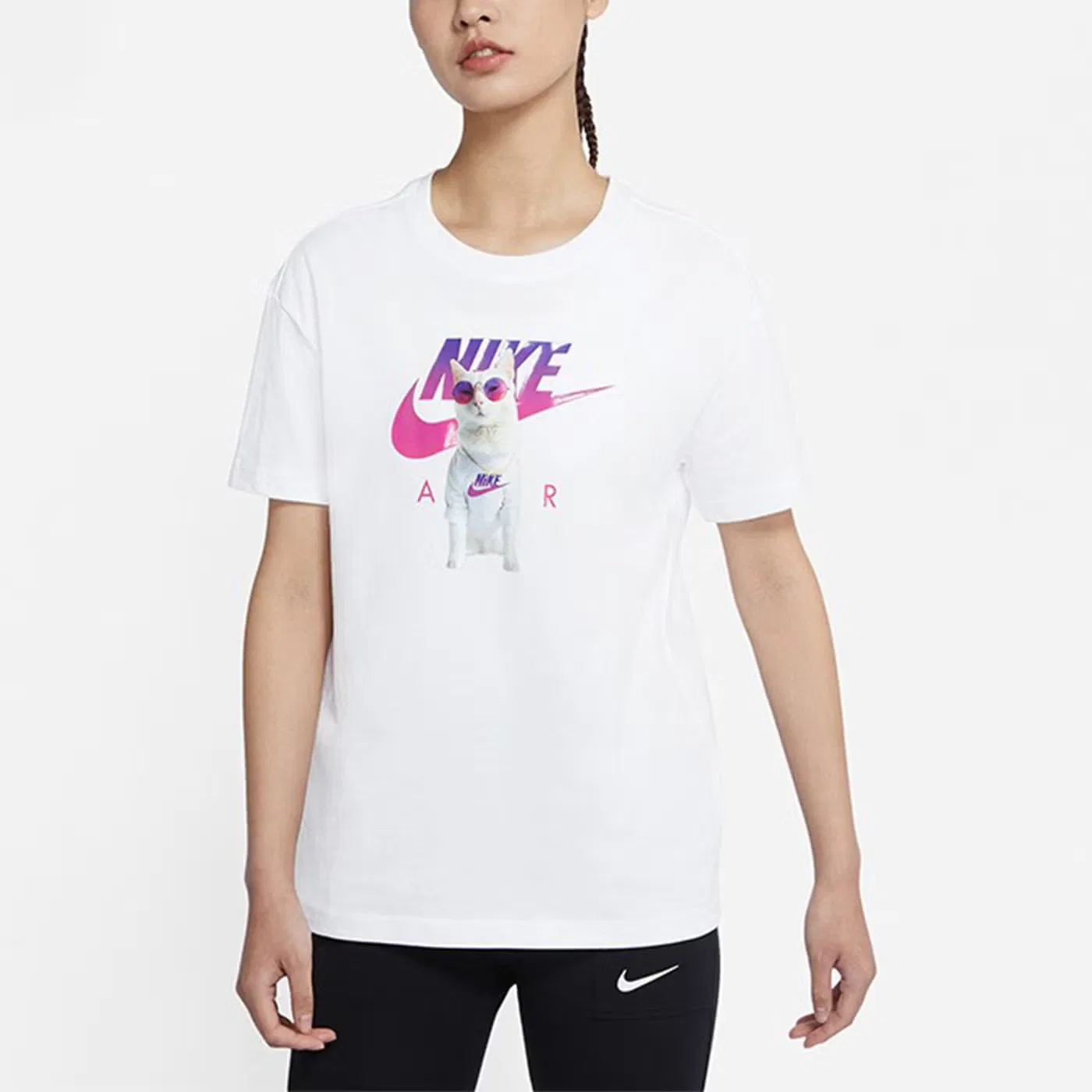 Футболка с принтом Instacat Nike, белая — фото 4