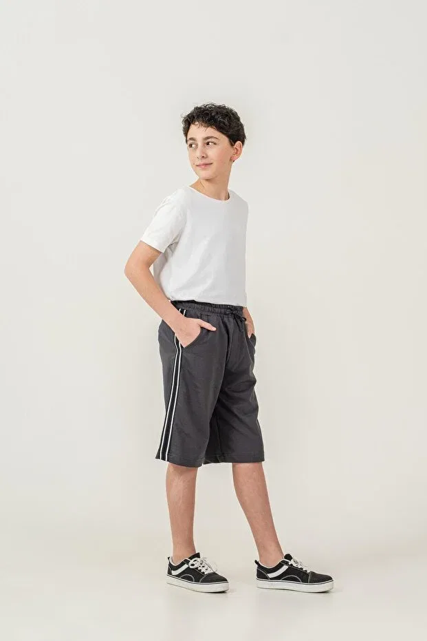 Детские шорты для мальчиков с боковыми полосками Mışıl Kids, Smoke Grey — фото 3
