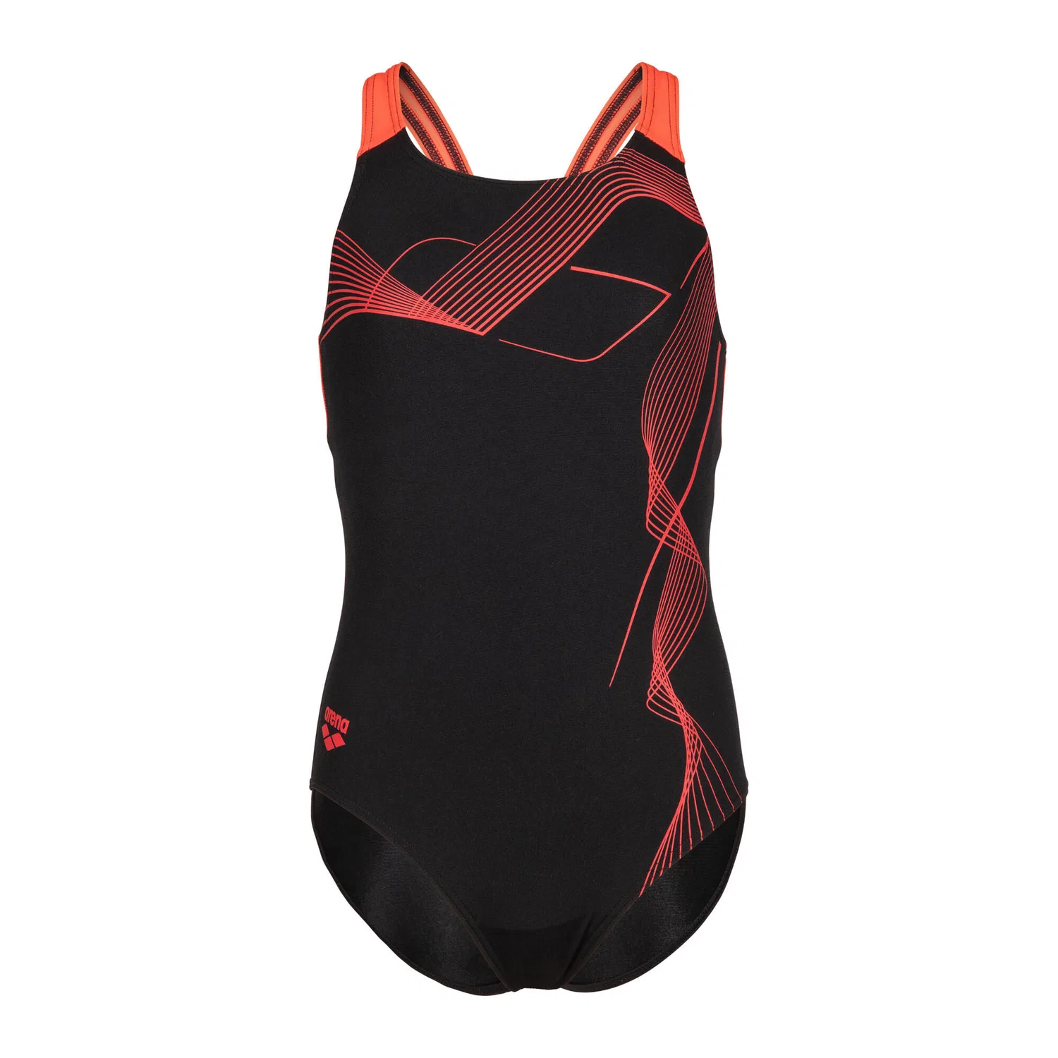 Детский купальник для девочек с закрытой спиной Vibe Swimsuit Swim Pro Back Arena, Schwarz Rot Schwarz