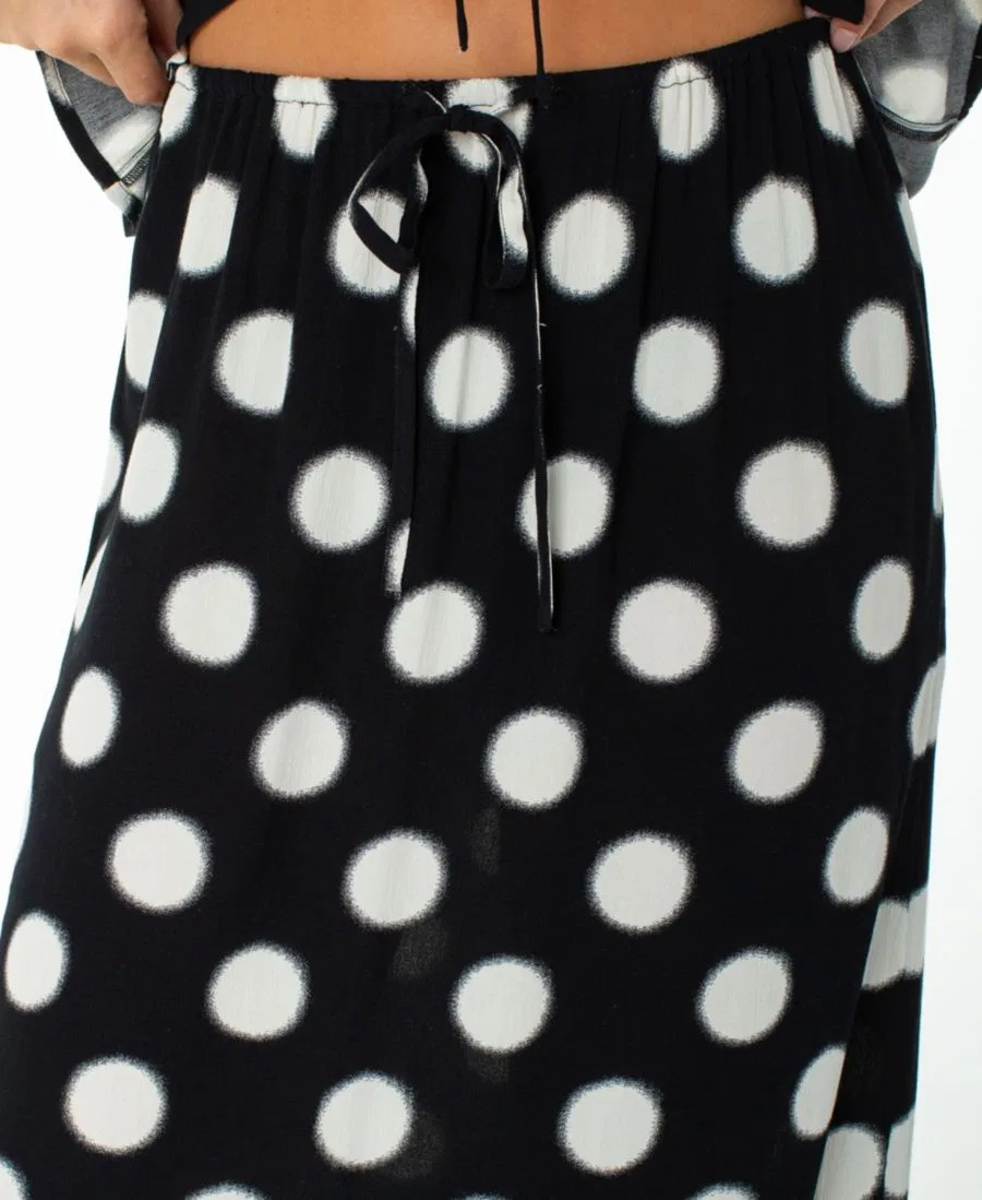 Юбка макси с принтом в горошек Iyla Polka-Dot Maxi Slit Skirt Roxy, Anthracite Soft Dot — фото 4