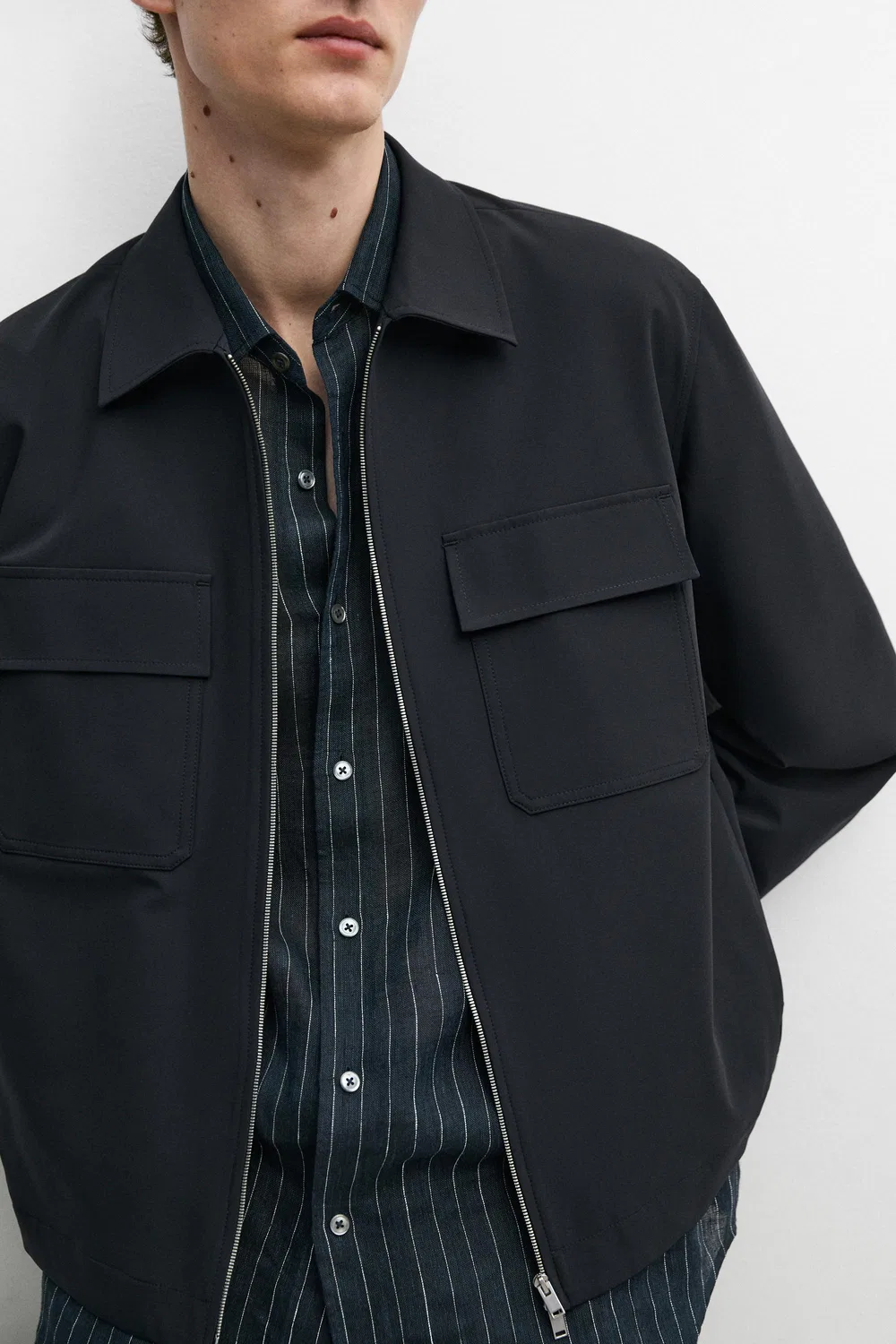 Техническая куртка с карманами Massimo Dutti, темно-синий — фото 4