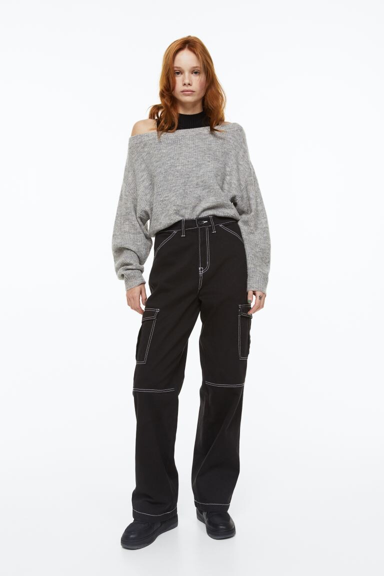 

Брюки карго из твила H&M, черный