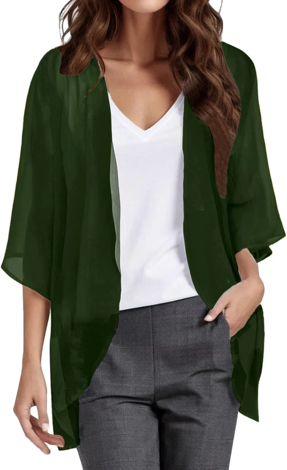 Женское кимоно с короткими рукавами, Army Green