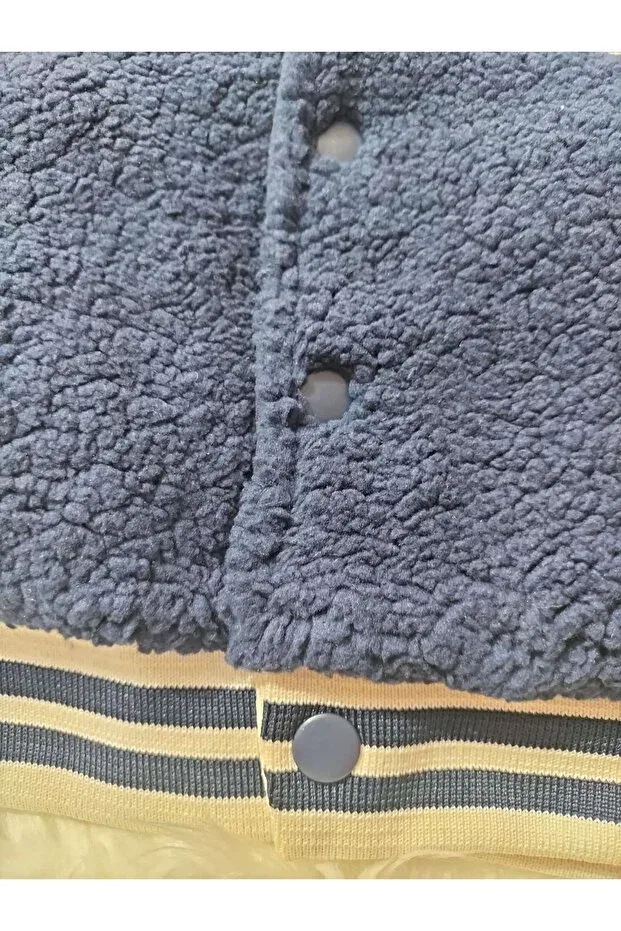 Детское зимнее пальто для девочек с принтом Haribo Bear Plush Backed College Jacket Mayakids, Navy Blue — фото 4