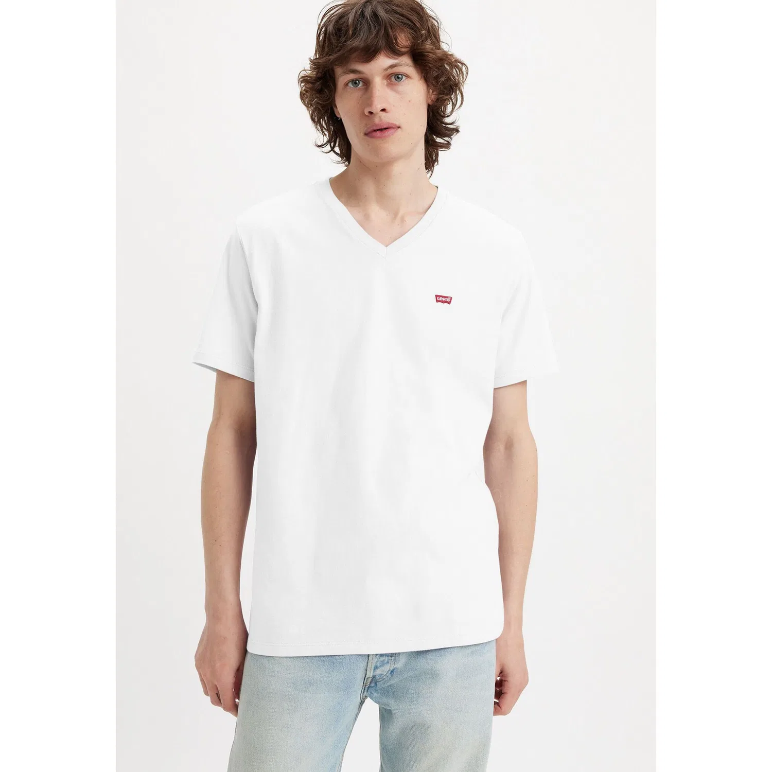 Мужская V-образная футболка с логотипом Levi's, White — фото 2