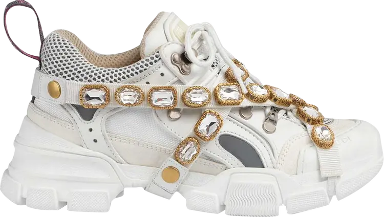 Кроссовки Gucci Wmns Flashtrek Crystals - White, белый