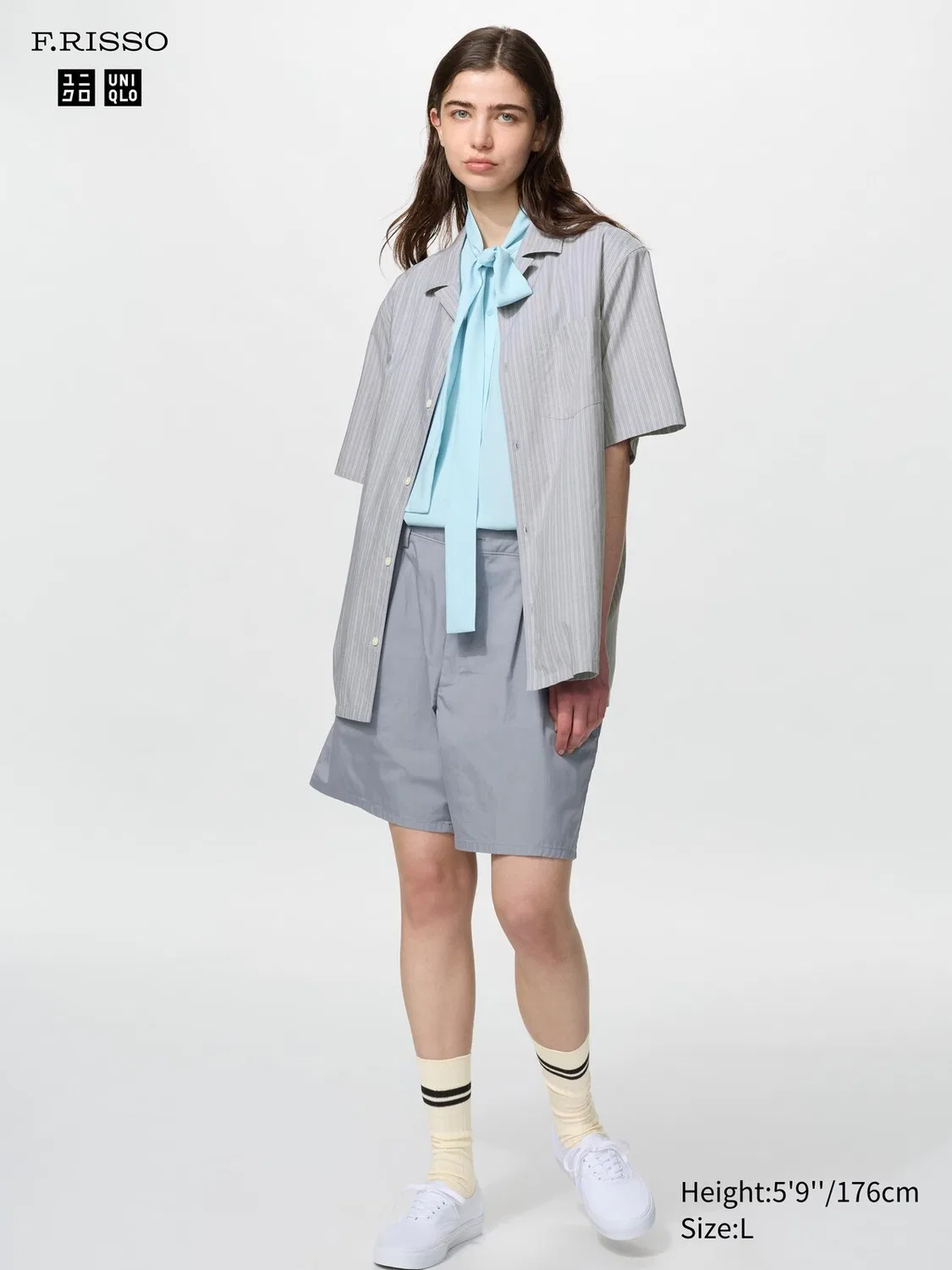 Рубашка Uniqlo, короткий рукав, в полоску, розовый — фото 4