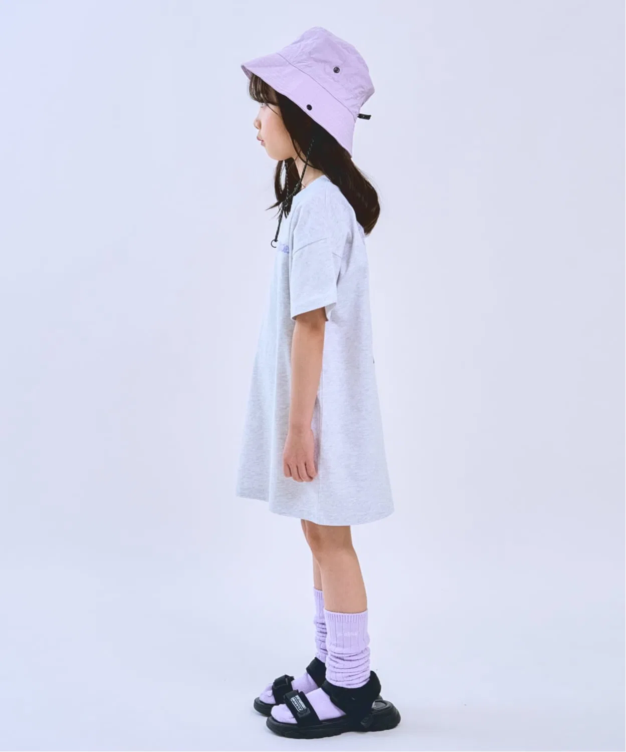 Minimal Детское платье-футболка с принтом на спине с коротким рукавом Back Photo минимализм, Charcoal — фото 3