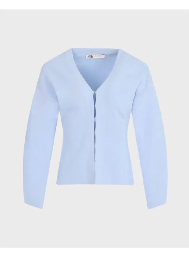 Кардиган с V-образным вырезом Zara, голубой