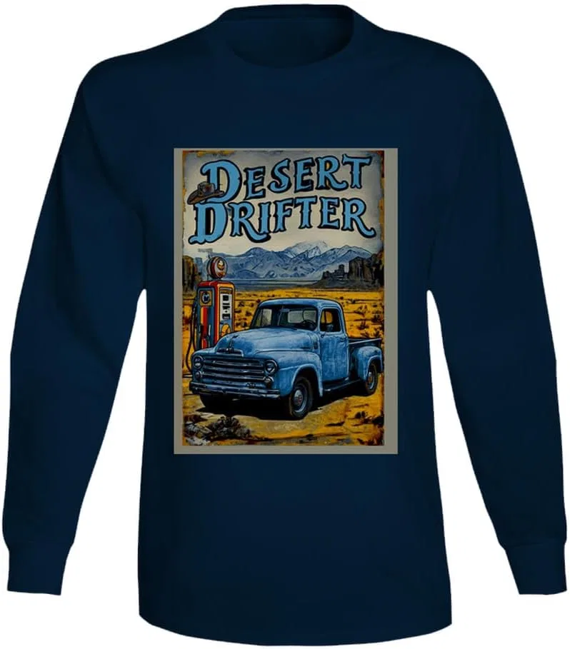 Мужская длинная футболка с рисунком Desert Drifter, Navy