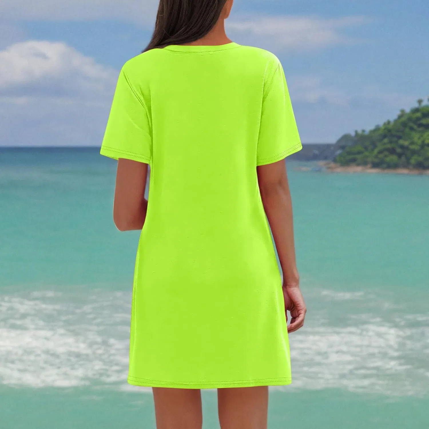 Женское летнее мини-платье с V-образным вырезом Twisted Beach, Yellow — фото 4