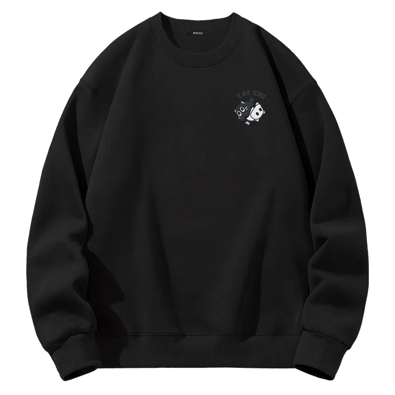 Детский свитшот с принтом MINISO, Spring Fall Black (Tai Chi Cat Chest Logo)