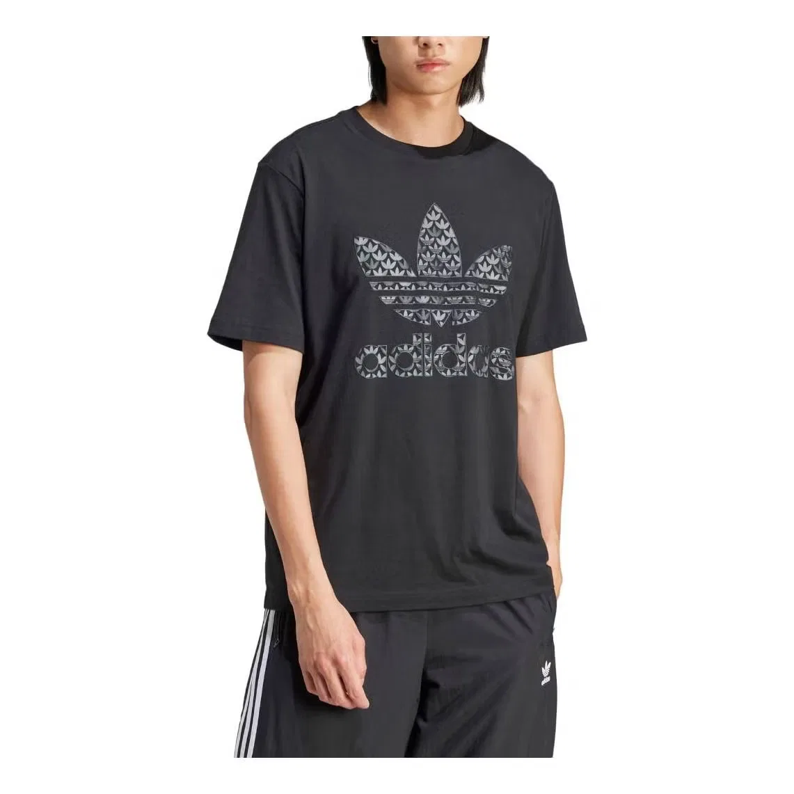 Футболка с принтом монограммы Adidas, черный