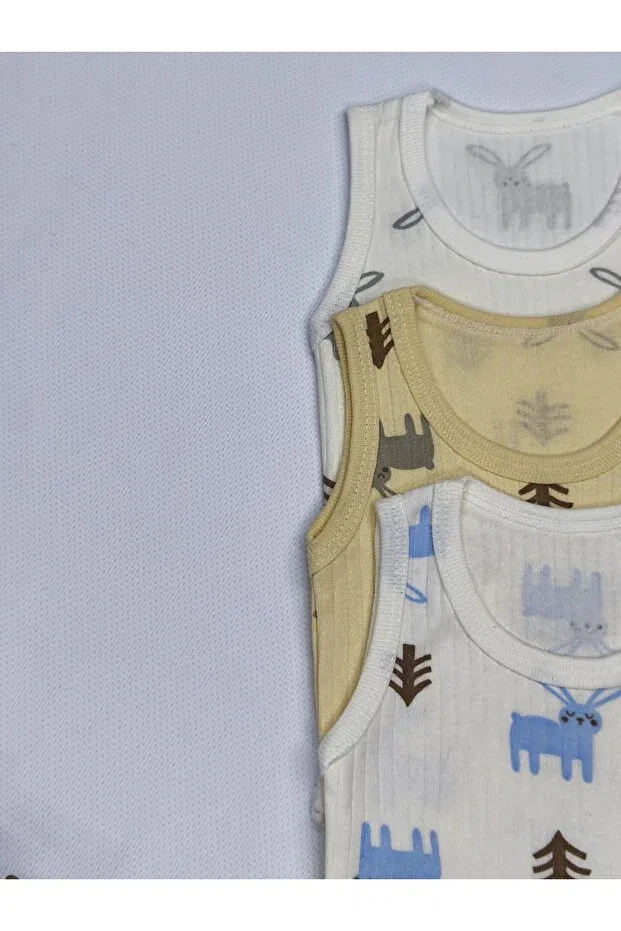 Детское боди-комбинезон для девочек с принтом 3-Pack 100% organic cotton rabbit patterned sleeveless snap fastener baby bodysuit undershirt Lifa Kids, Tavşandsn — фото 2