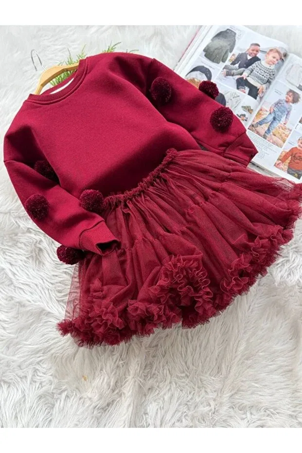 Детский комплект для девочек с бантом Happy bebbee Mtl, Bordo Black — фото 2