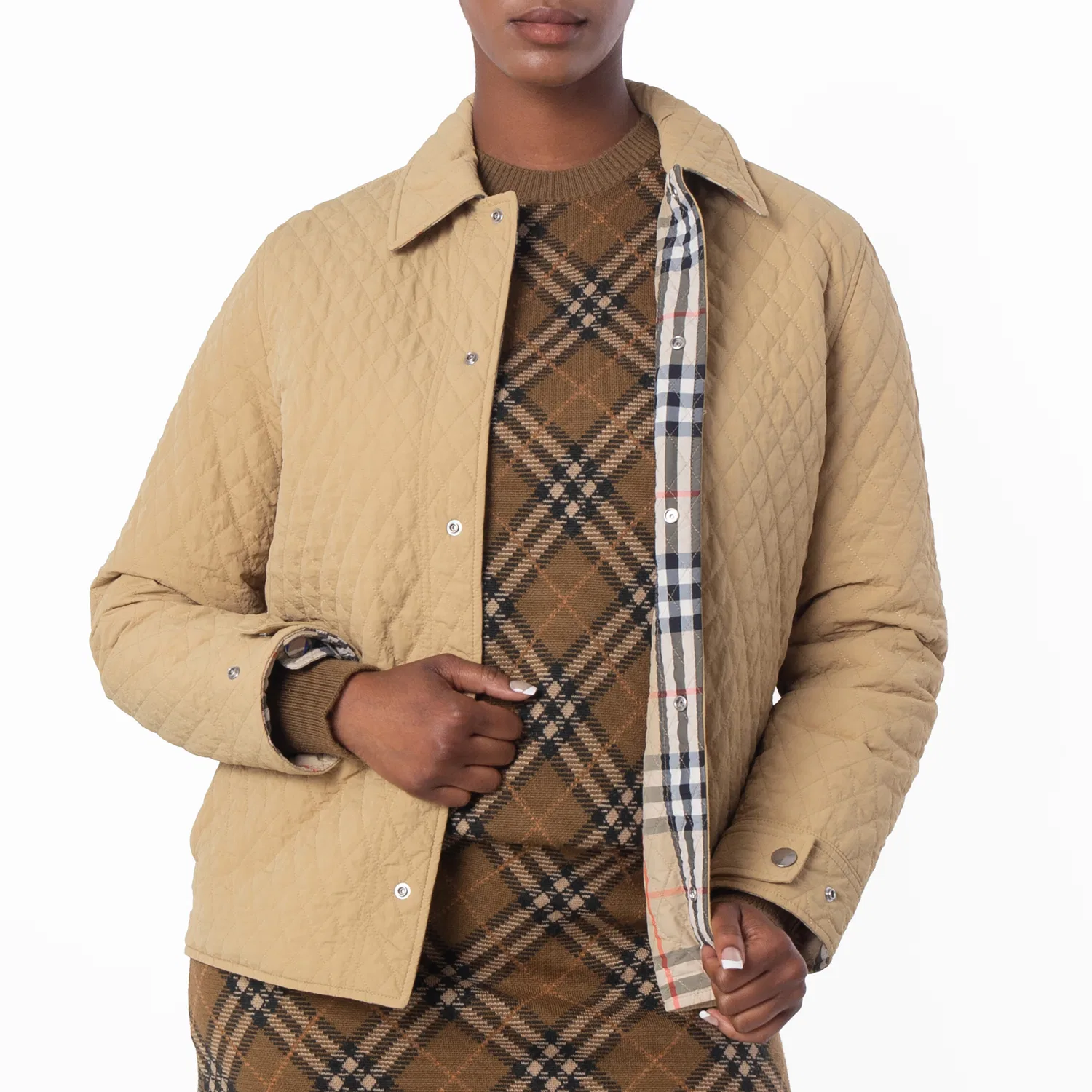 Куртка стеганая двусторонняя Reversible Quilted Check Nylon Jacket Burberry, Flax