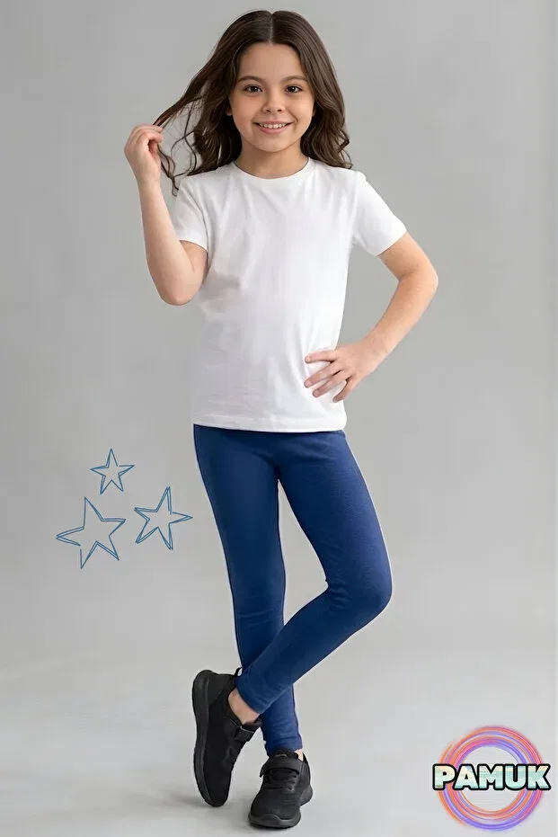 Детские леггинсы для девочек хлопковые Indigo kids' leggings - soft, stretchy, comfortable cotton anti-sweat girls' leggings United Fabrics, Indigo Blue — фото 2