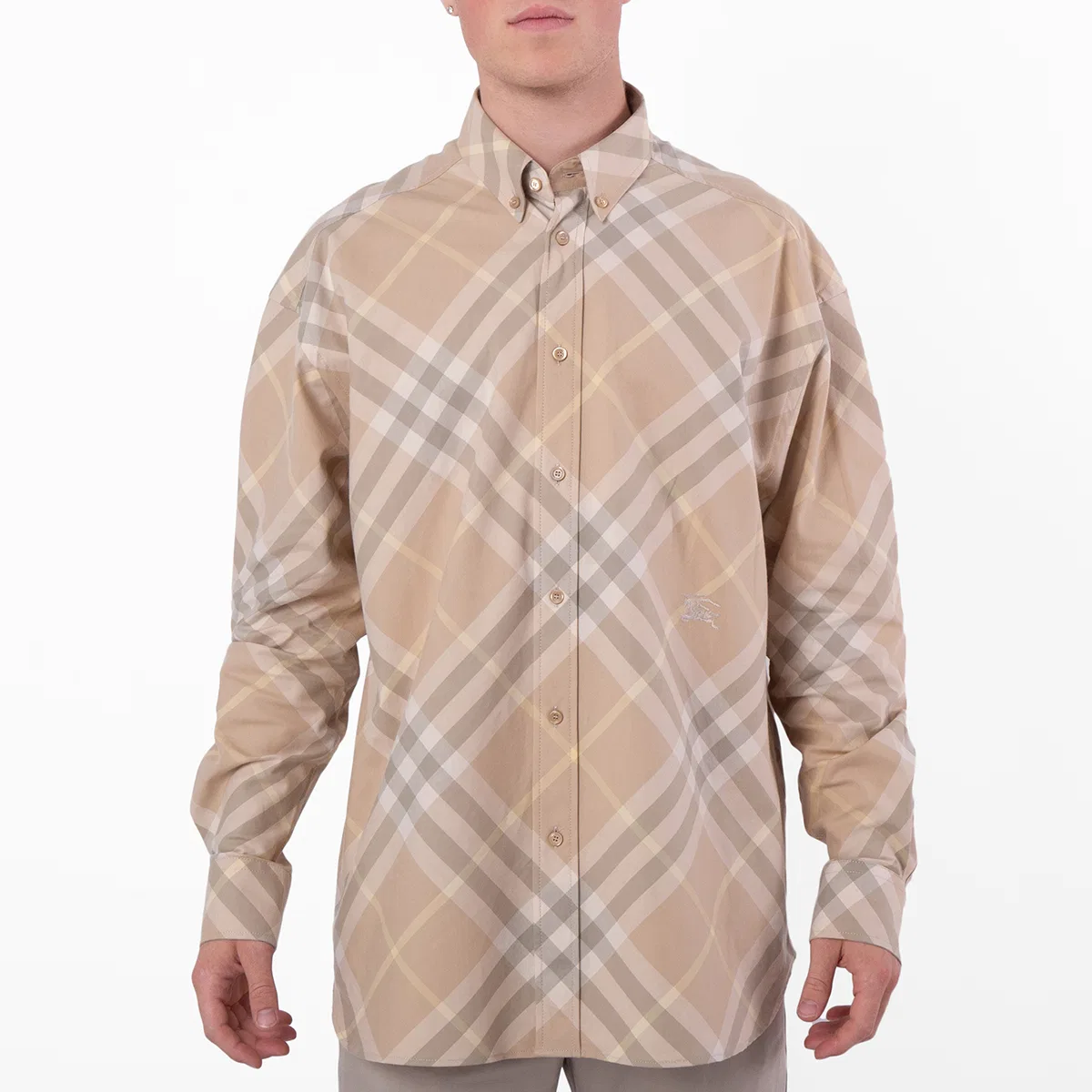 Рубашка с принтом Vintage Check Pattern Cotton Shirt Burberry