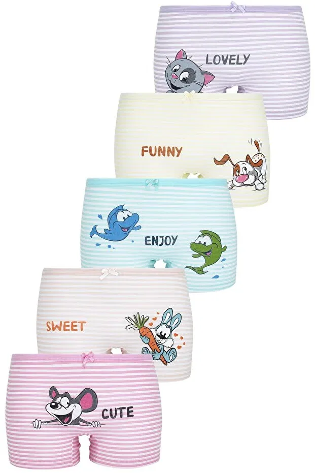 Детские трусы-боксеры для девочек с принтом Happy Animals 5 Pack Biyokids, Multicolored