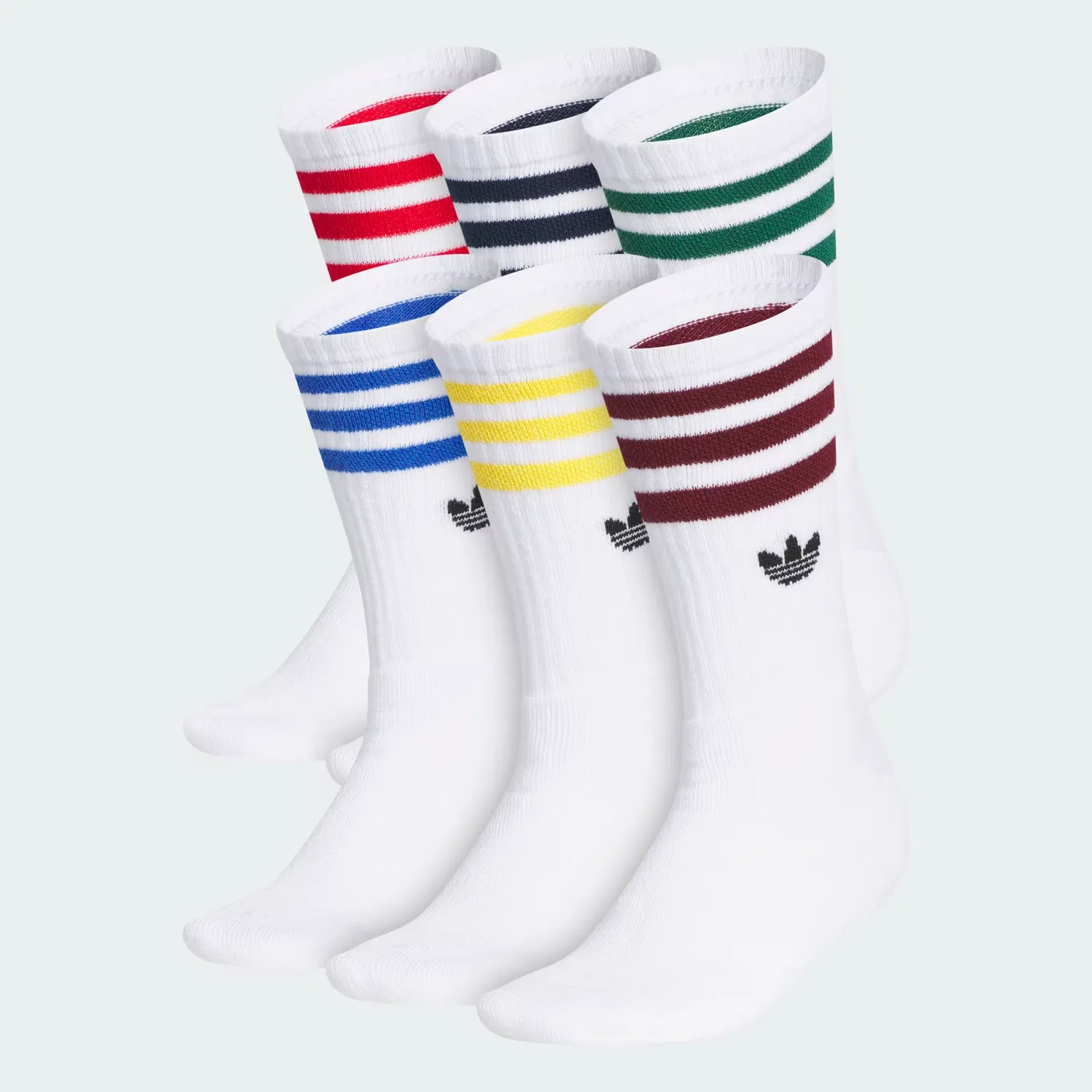 Носки высокие с поддержкой свода стопы, набор из 6 пар roller Adidas Originals, белый/черный/алый