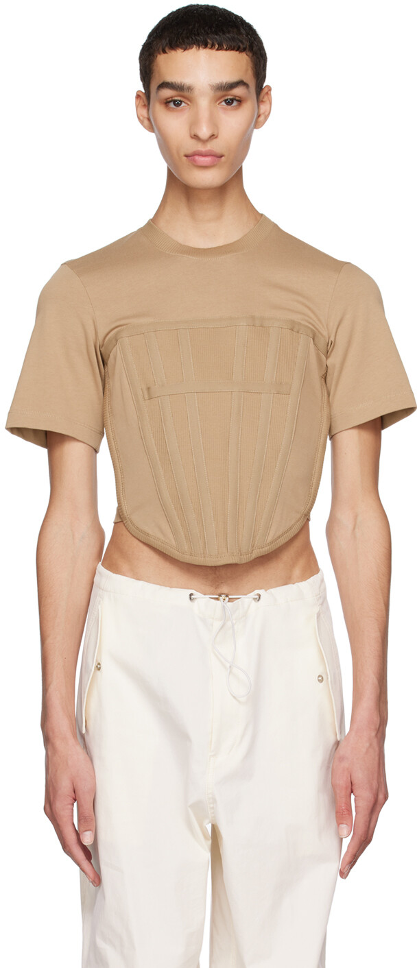 

Футболка цвета хаки с корсетом Dion Lee