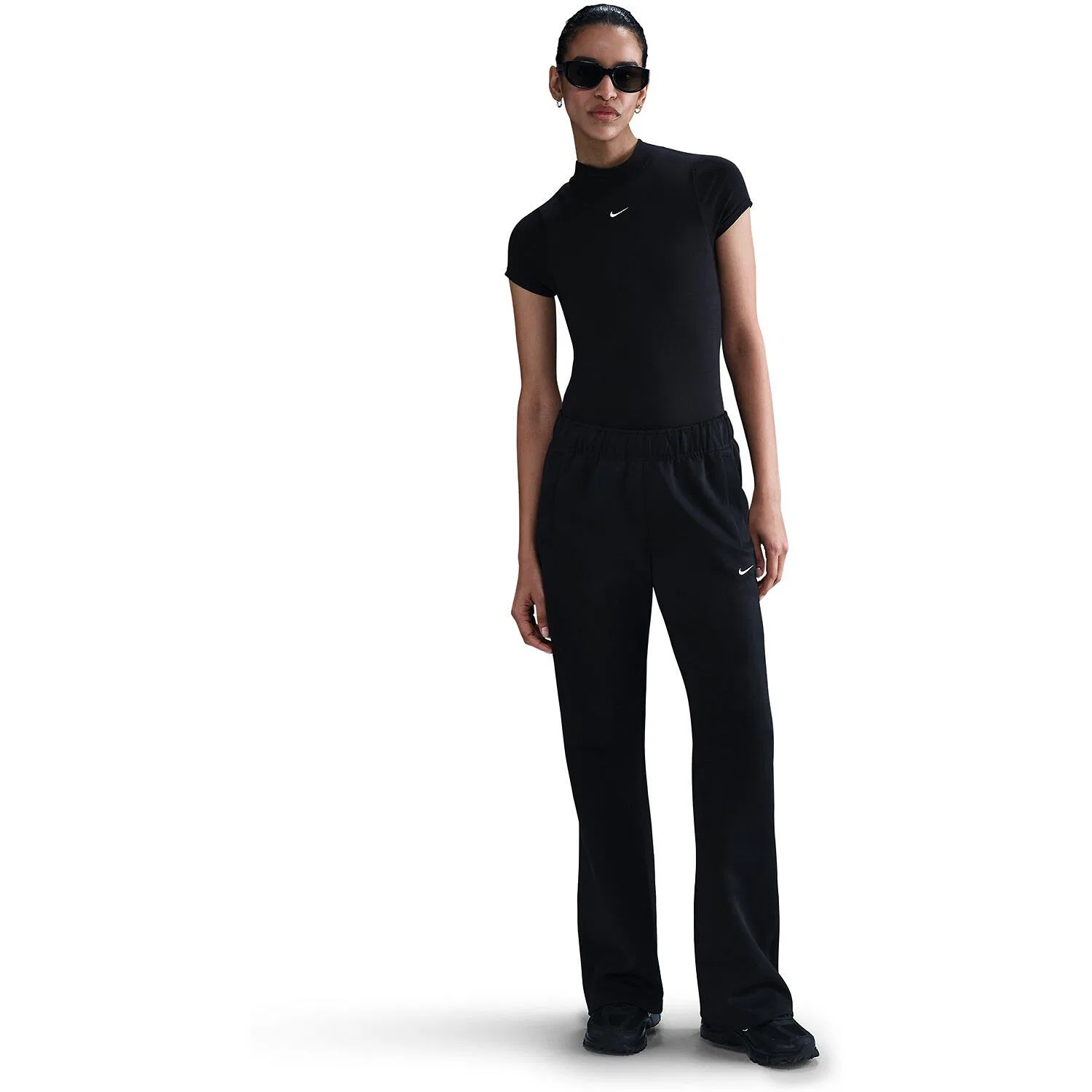Женские спортивные брюки с принтом W NSW NK WR MR POLY KNIT PNT Nike, Schwarz