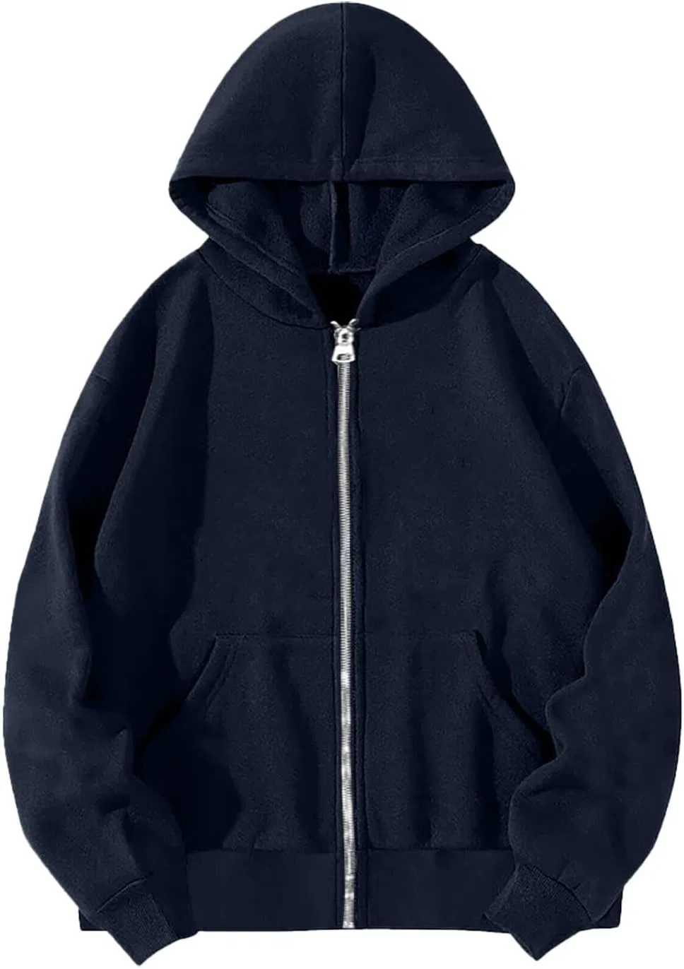 Женский свитшот-худи с длинным рукавом, на молнии, Oversized, тёмно-синий — фото 3