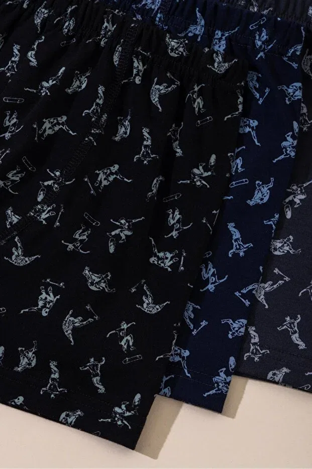 Детские боксеры для мальчиков хлопковые с принтом комплект 3 шт Boy'S cotton printed relaxed fit stretch fabric boxer 3-pack 3928 colorful Baykar, Colored