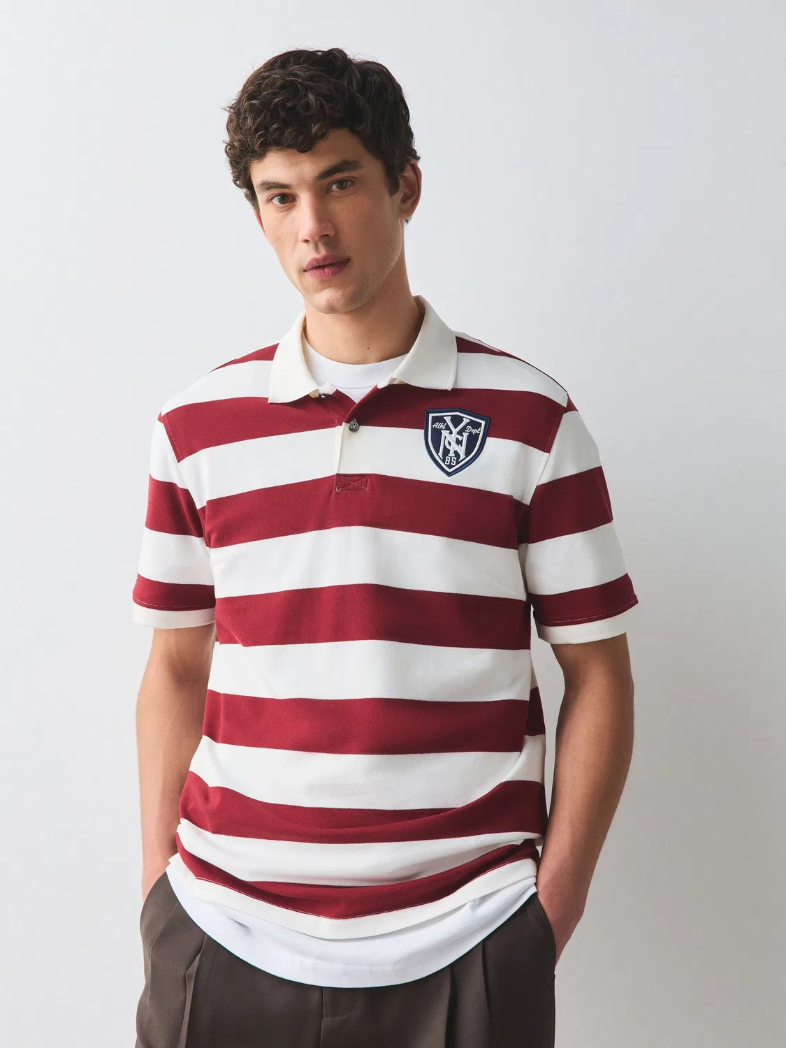 Поло с горизонтальными полосками, модель Red Horizontal Striped, бренд Next, красный