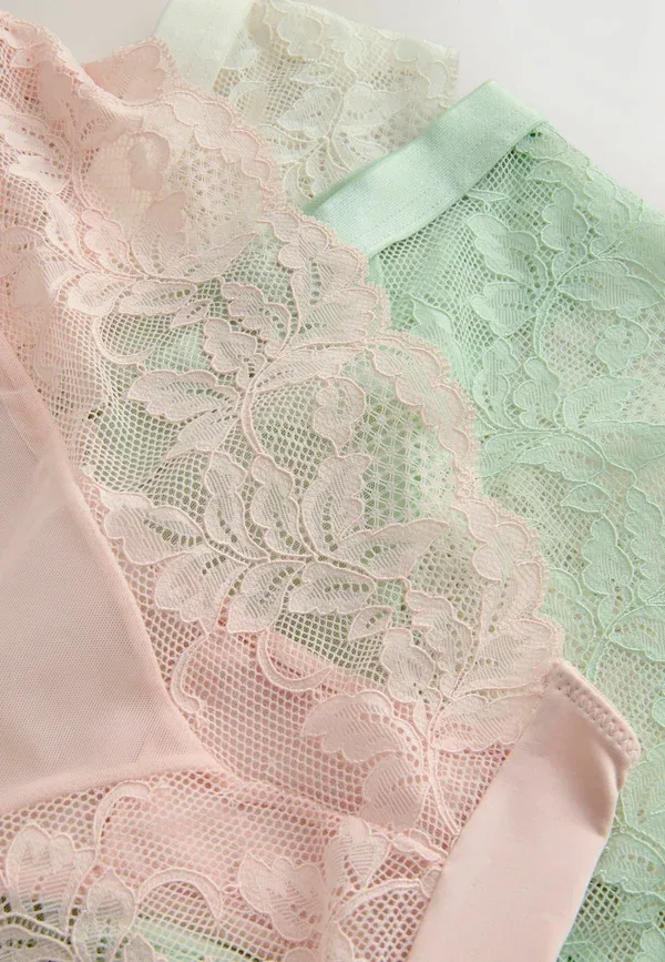 Комплект трусов 3 шт, флоральный, Regular fit, Next, Green, Pink, Cream, зеленый/розовый/кремовый — фото 3