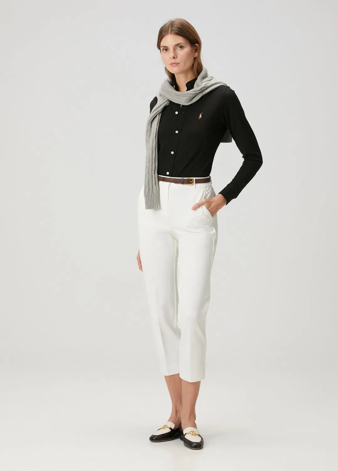 Рубашка Oxford Polo Ralph Lauren Custom Fit, black — фото 2
