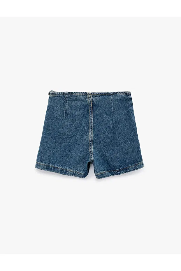 Детские для девочек джинсовые шорты с принтом Koton, Middle Indigo — фото 2