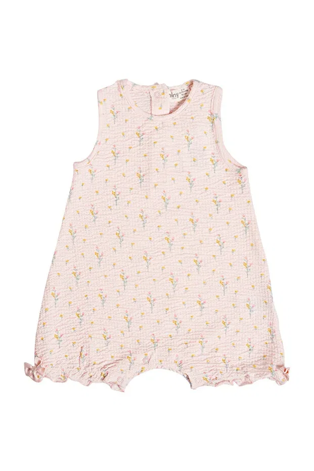 Детский комбинезон для девочек с принтом Floral patterned baby girl jumpsuit Minycenter, Pink — фото 3