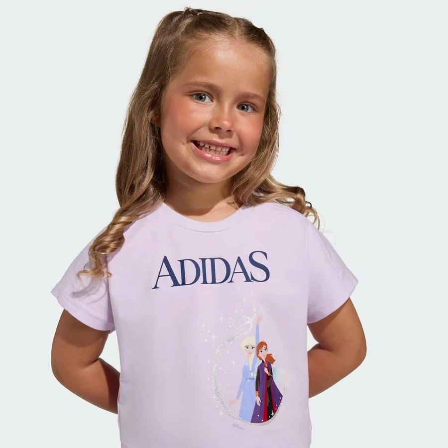 Комплект футболки и шорт с принтом Disney Frozen Sportswear JZ3578 adidas, Лавандовый — фото 4