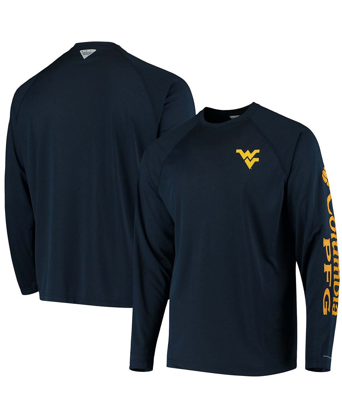 

Мужская футболка с длинным рукавом pfg navy west virginia mountaineers terminal tackle omni-shade Columbia, синий