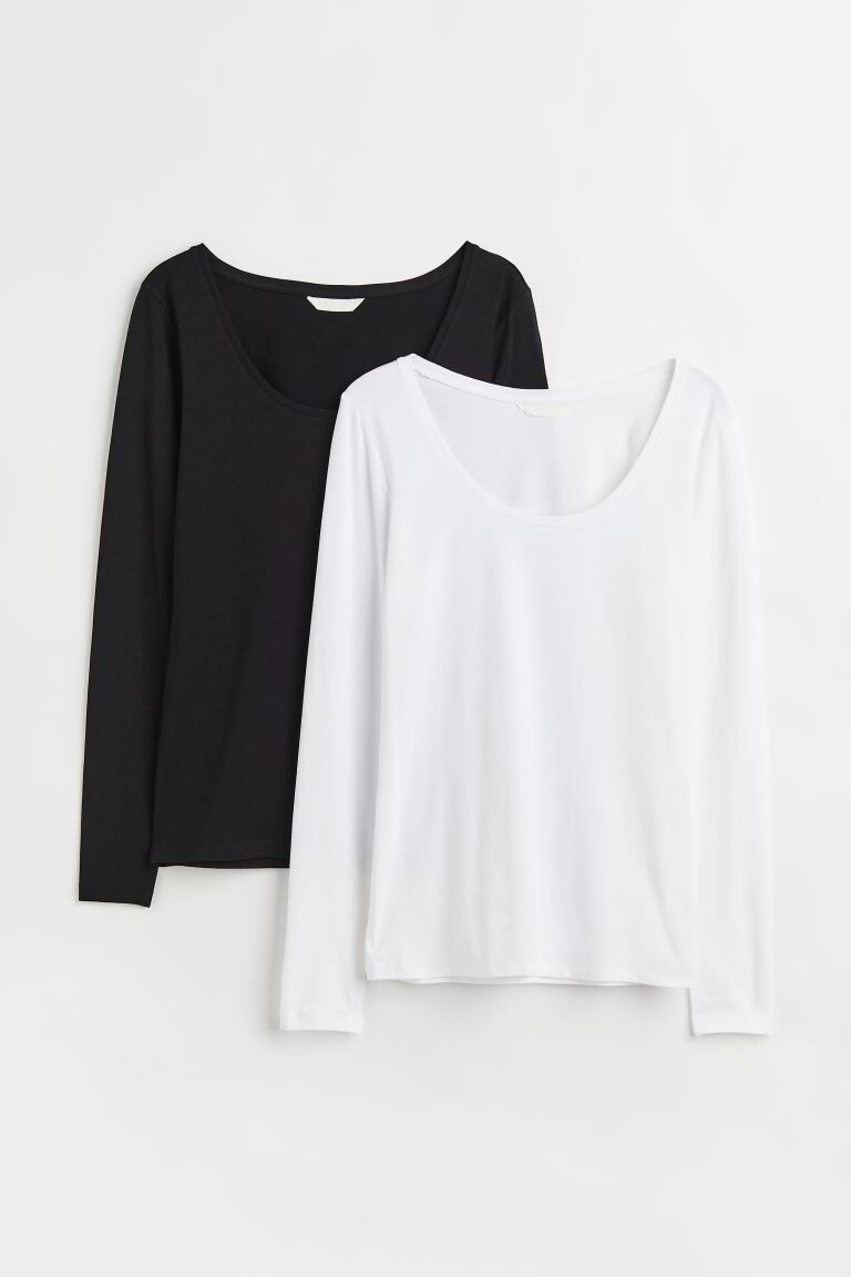 

2 комплекта топов из джерси H&M, белый черный